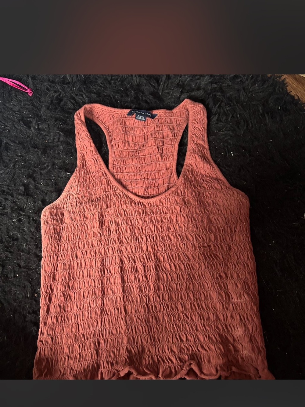 American Eagle Outfitters Rusty Coral Crinkle Racerback Tank